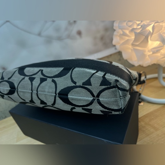 Coach  Signature Jacquard North South Crossbody or Shoulder Bag Black Canvas - Picture 8 of 16